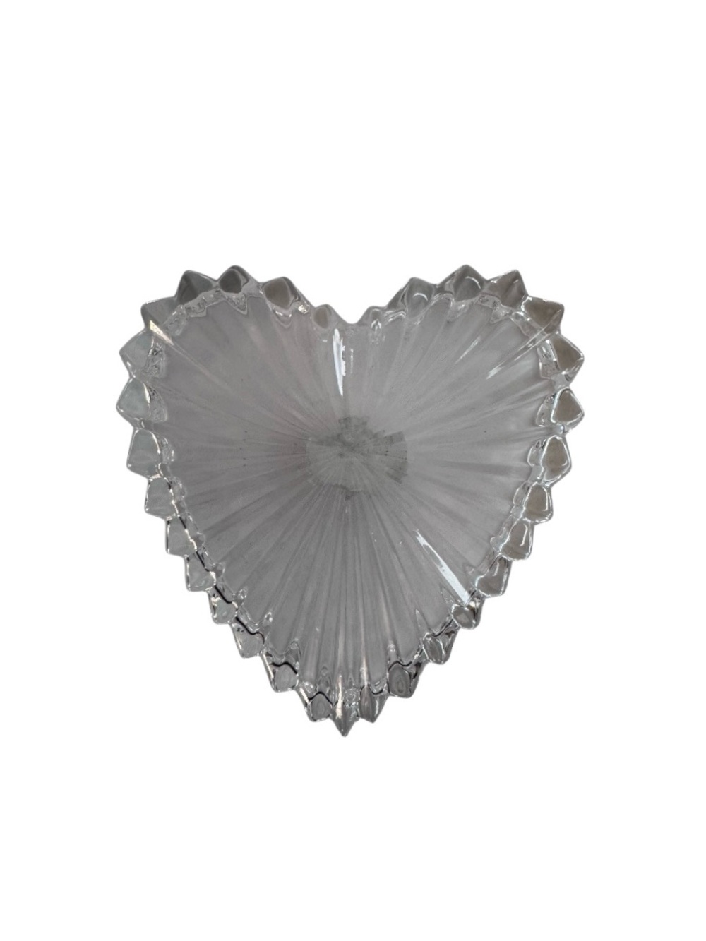 Vintage Zajecar 24% Lead Crystal Heart Trinket Dish Yugoslavia